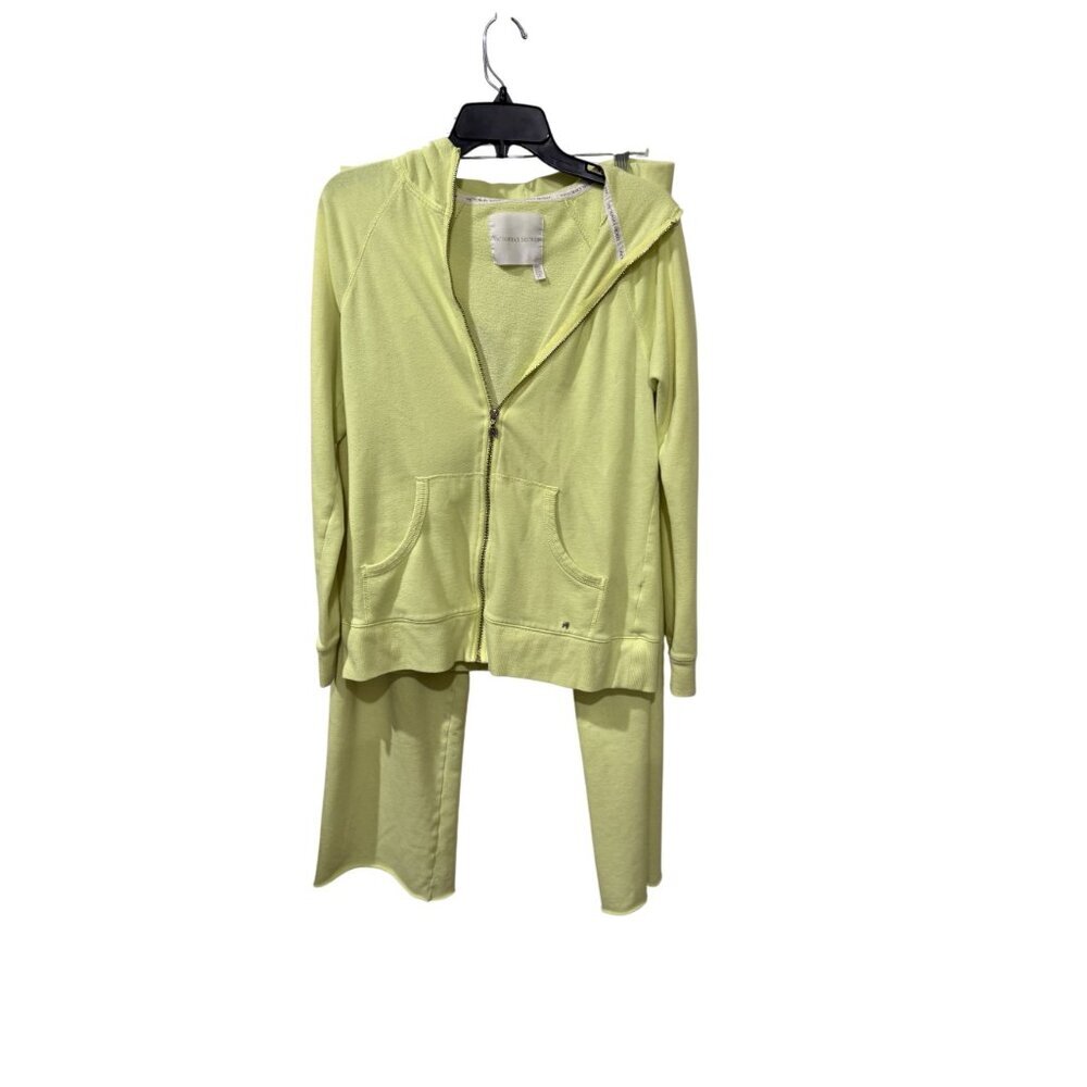 Victorias Secret Yellow Angel Sequin Heart Sweatpants & Hoodie Top L/ bottom M - Picture 2 of 9